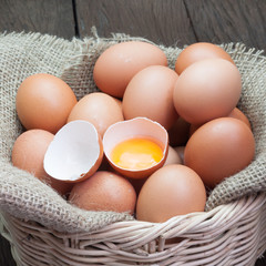 Fresh egg yolk from chicken farm