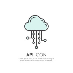 Simple Vector Icon Style Illustration of Application Programming Interface API Technology