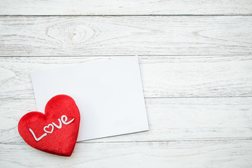 Red heart on the letter blank.