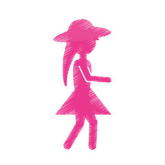 pink woman walk icon image, vector illustration