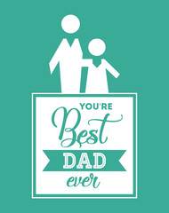 father his daughter card icon image, vector illustration