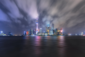 Shanghai skyline and cityscape at night
