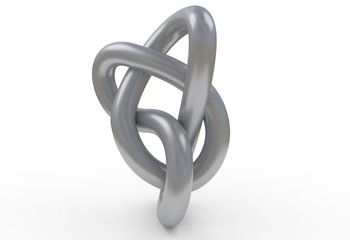 grey steel knot, 3D illustration isolated on white