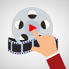 hand touch cinema reel film vector illustration eps 10