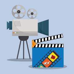 Obraz premium cinema camera film clapper director vector illustration eps 10