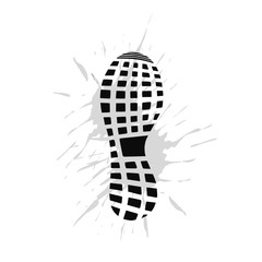 footprint of  winter boot on puddle, vector, illustration