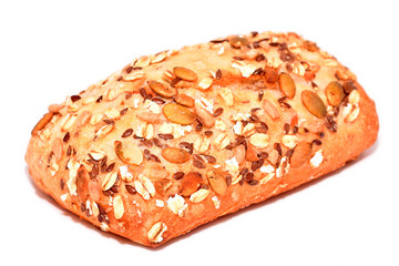 Bread with seeds isolated on white