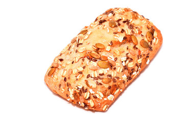 Bread with seeds isolated on white