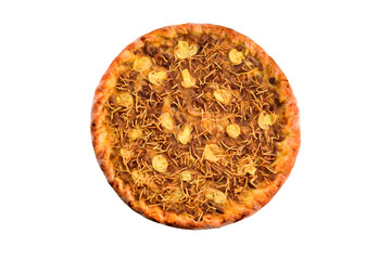 Meat and champignon pizza