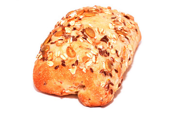 Bread with seeds isolated on white