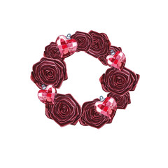 Watwrcolor rose and diamond wreath