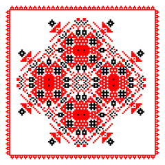 Cross-stitch embroidered folk vector pattern