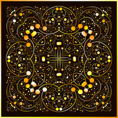 Square gold curl vector pattern