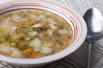 Soup with pickled cucumbers