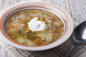 Soup with pickled cucumbers