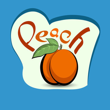 Peach with the title on the label. Sticker with eco product and