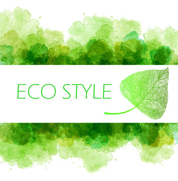 Eco Style  - olympic green vector   watercolor  template 
