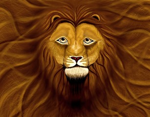 Lion head with a wavy mane of filling a background	