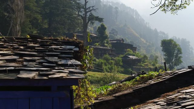 Roofs of the old village in the Himalayas