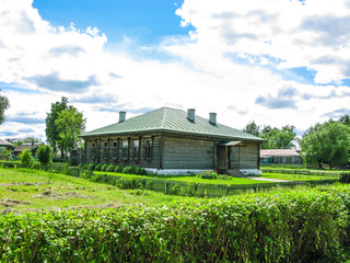 beautiful house in the countryside on a summer morning sun