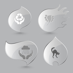 4 images: protection nature, bird, weather in hands, cat. Nature