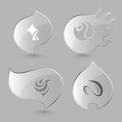 4 images: unique abstract forms. Unique abstract form set. Glass