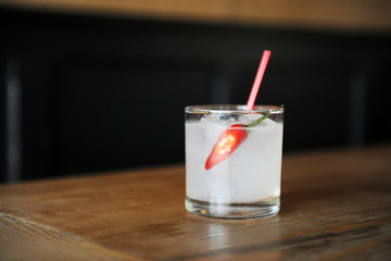 Jalapeno margarita on a bar