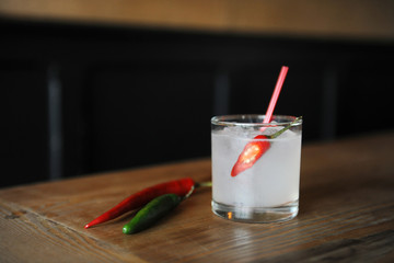 Jalapeno margarita on a bar