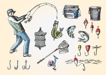 Fishing set. Color © dariaustiugova
