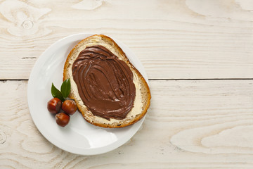 outdoor spring breakfast sweet bread spread on wooden table