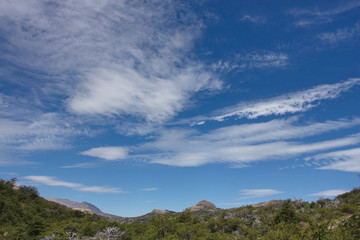 beautiful clouds over the wood in Los Glaciares National Park in Argentina