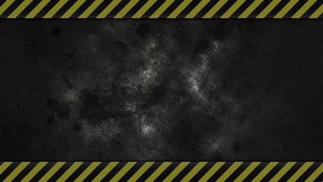 dark grungy industrial background with moving caution lines, loopable