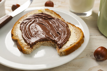 outdoor spring breakfast sweet bread spread on wooden table