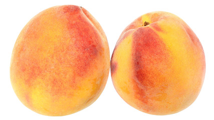 Two peaches close up isolated