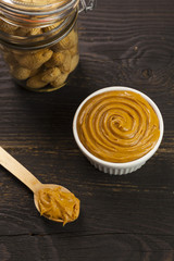 outdoor spring breakfast sweet bread spread on wooden table