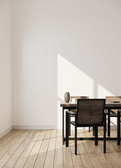 Loft dining in wooden room