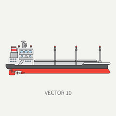 Line flat vector color icon container cargo ship. Merchant fleet. Cartoon vintage style. Ocean. Sea. Barge. Comercial. Transportation. Captain. Sail. Simple. Illustration and element for your design.