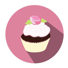 Isolated cupcake on a colored tag, Vector illustration