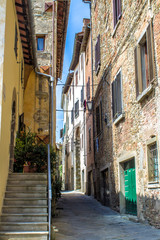 Fototapeta na wymiar Alley in the downtown of Cortona, in tuscany, Italy