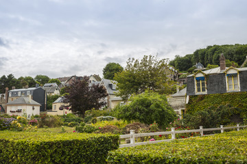 Fototapeta premium Typical houses of the village of Veules les Roses - Normandy (France)