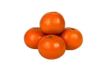 Group closeup of ripe tangerines on a white background. Clementine. Citrus. Fresh fruit. Diet. The orange fruit. Colorful food and drink, even the concept of life. isolated