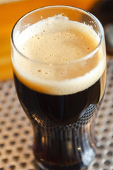 Stout ale on a bar counter