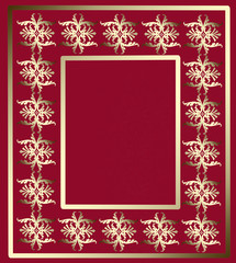 Fototapeta na wymiar Golden ornament frame on a red background.