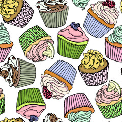 Desserts seamless pattern
