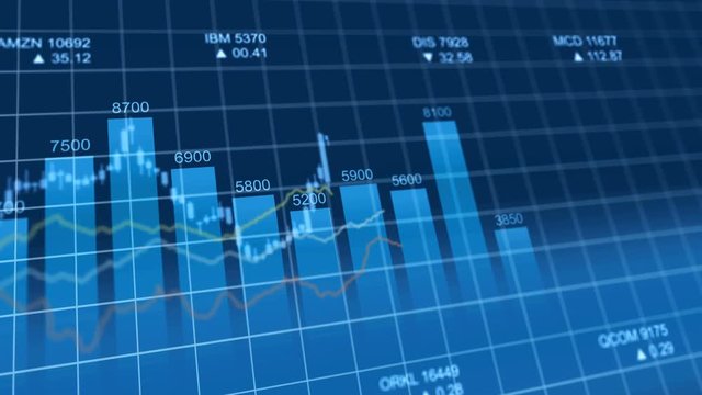 Bar graph of stock exchange market indices animation. Abstract animated 4k video background