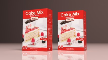 Cake mix paper packages. 3d illustration