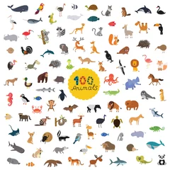 Foto op Plexiglas zet honderd dieren op de planeet © Nadzin