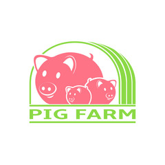 Pig farm vector logo design template