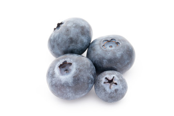 Group of fresh juisy blueberries isolated on white background.