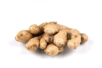 fresh ginger on white background